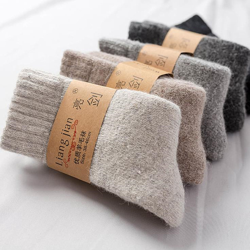 Chaussettes hommes Super plus épais solide chaussette laine mérinos lapin chaussettes contre la neige froide russie hiver chaud drôle heureux mâle chaussettes
