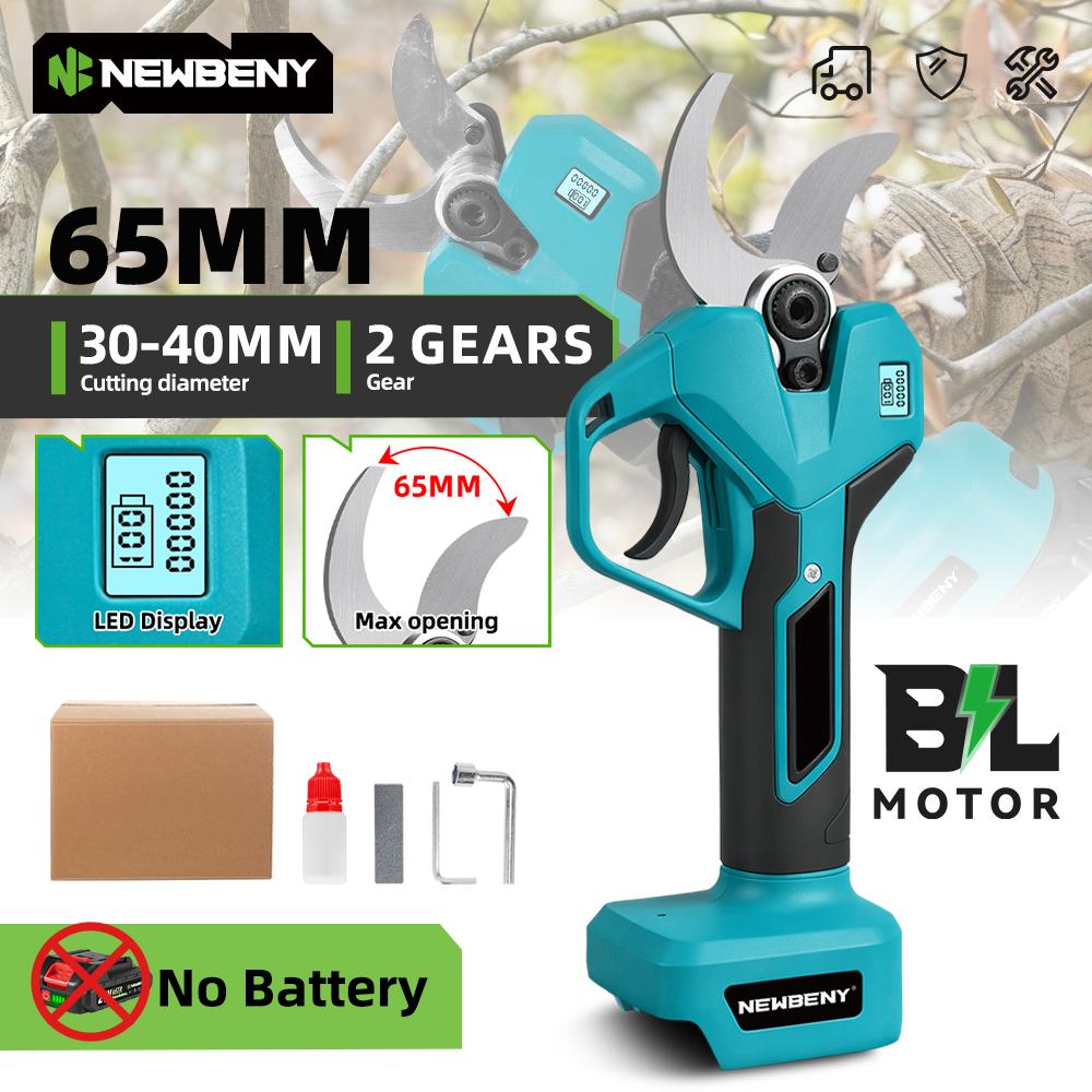 Tesoura de Poda Elétrica Sem Fio NEWBENY 65MM com 2 Velocidades, Ferramenta Portátil para Cortar Galhos de Árvores, Compatível com Bateria Makita