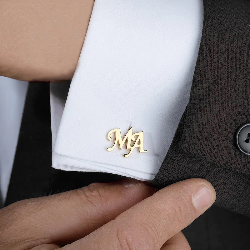 Maßgeschneiderte Manschettenknöpfe für Männer, personalisierter Name, Buchstabe, Edelstahl, Schmuck, Hemd, Manschettenknopf, Geschenke, Gemelos Para Hombre Camisa