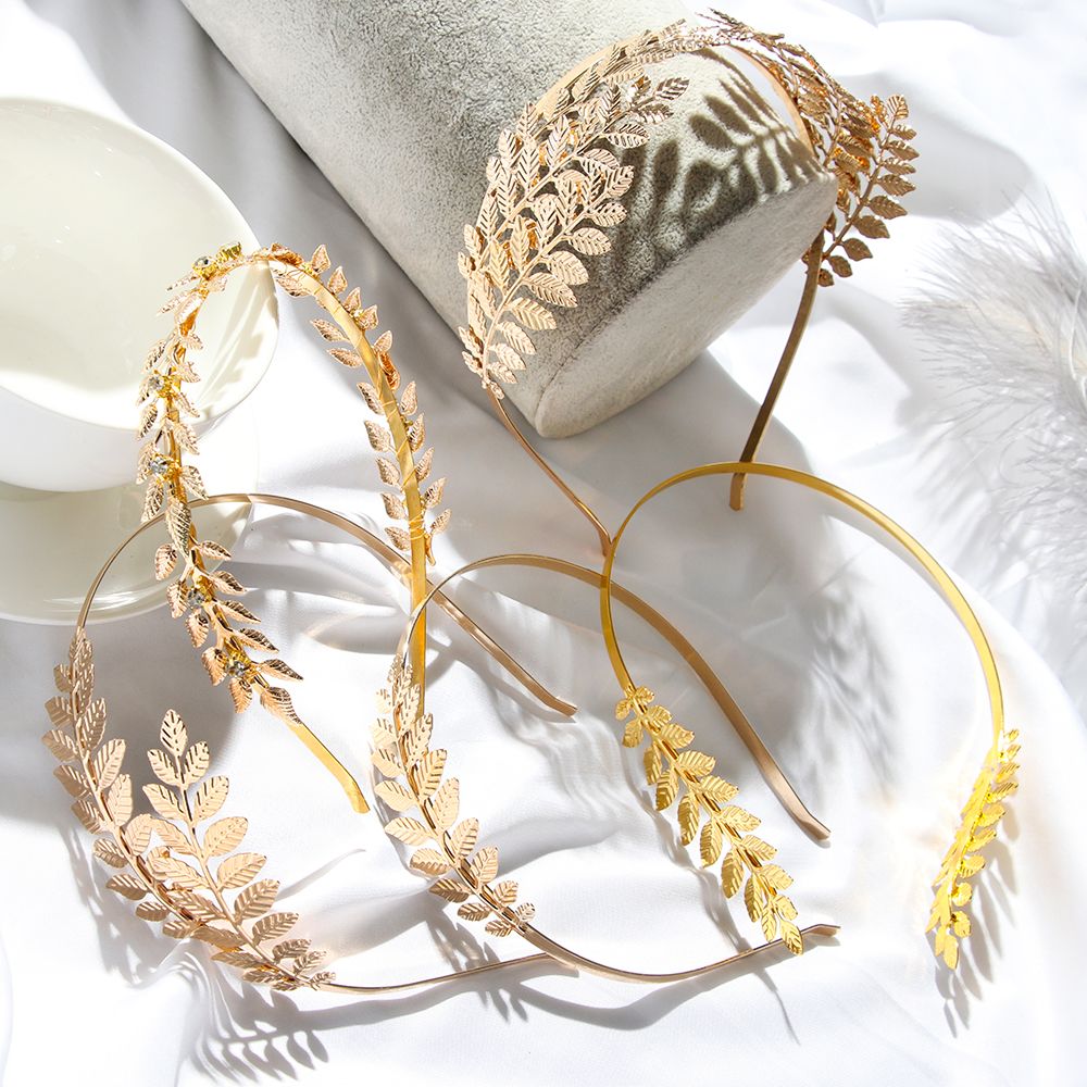 Fasce per capelli in foglia Color oro greco accessori per capelli da sposa per le donne diadema romano corona diademi copricapo copricapo gioielli