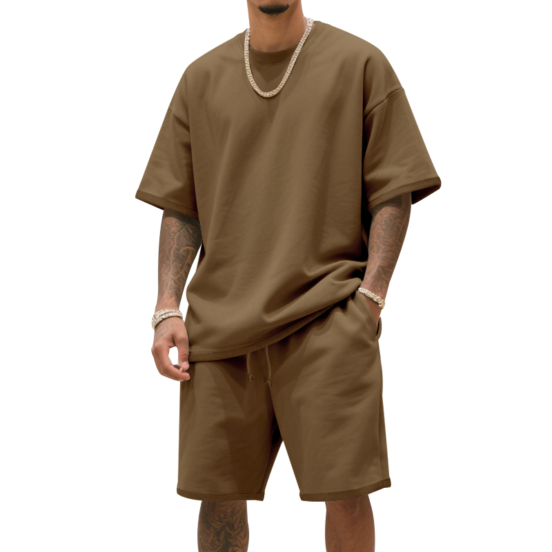 Zweiteiliges Herren-Bekleidungsset, Lockeres Rundhals-T-Shirt und Shorts Set, Lässige Sportbekleidung, Perfekt für den Sommer