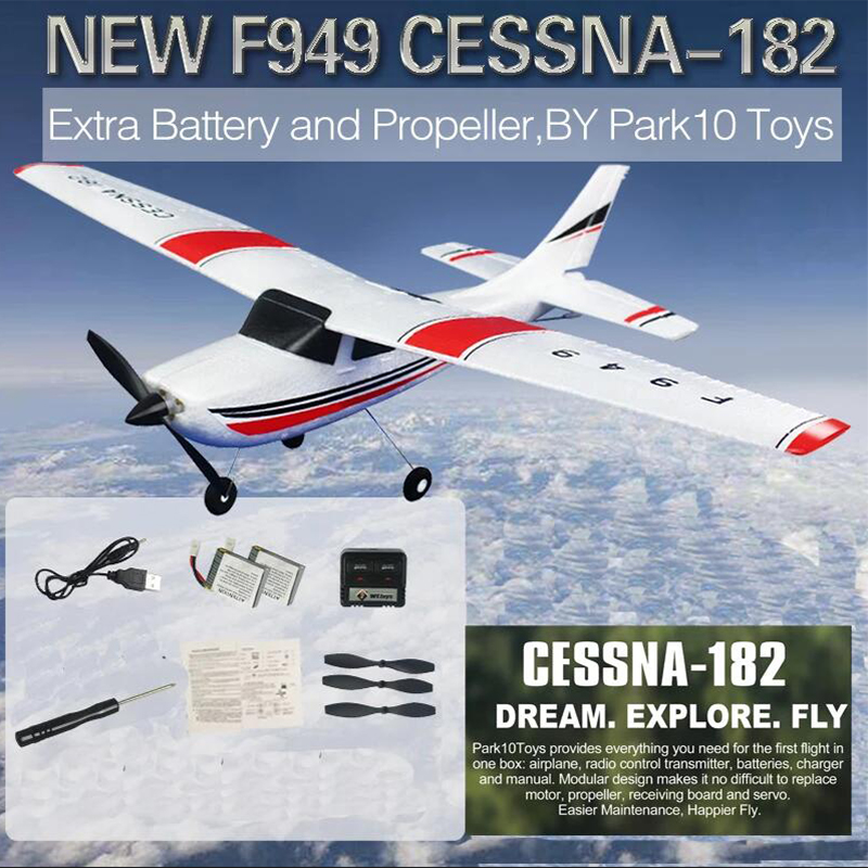 WLtoys F949 pesawat RC 2.4G 3 d6g 3Ch, mainan pesawat sayap tetap luar ruangan Drone RTF versi Upgrade Digital Servo F949S dengan giroskop