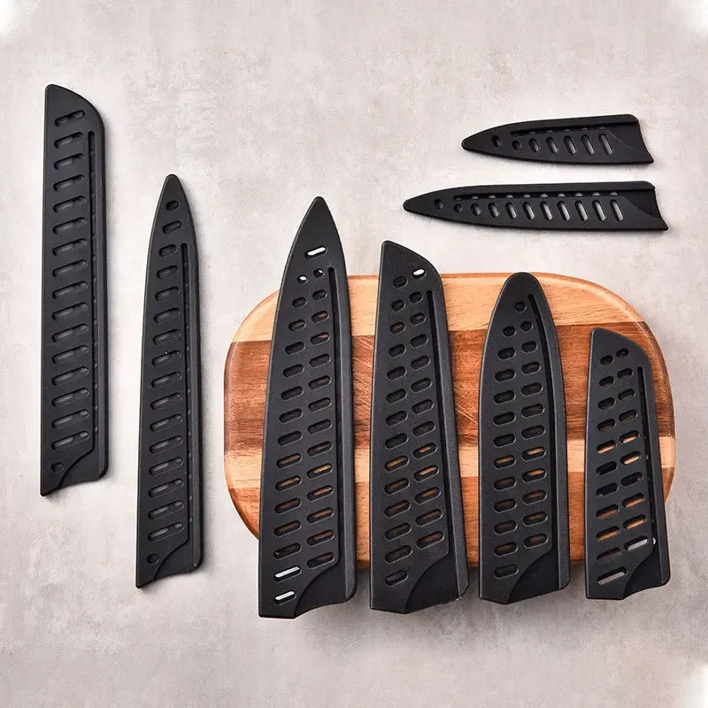 Funda de plástico negro para cuchillos de cocina, Protector de hoja, accesorios de cocina