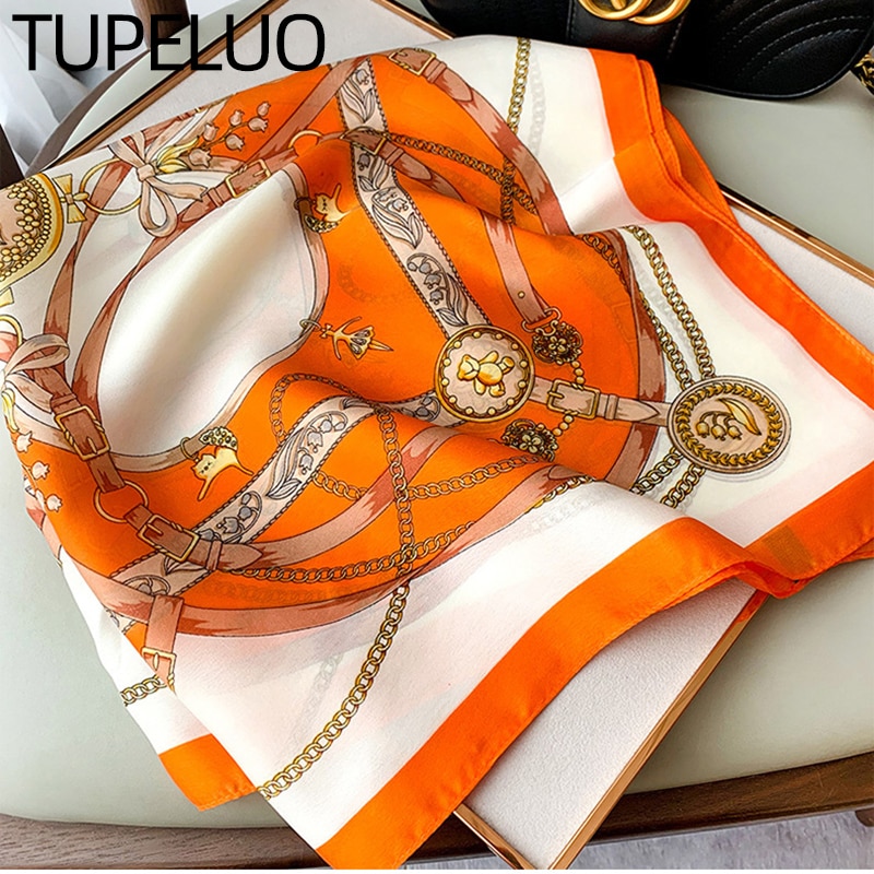70cm Lenço Quadrado de Seda Mulheres Cetim Bandana Impressão Lenços Cabeça Banda Moda Lady Hair Shawl Wrap Feminino Lenço Hijab