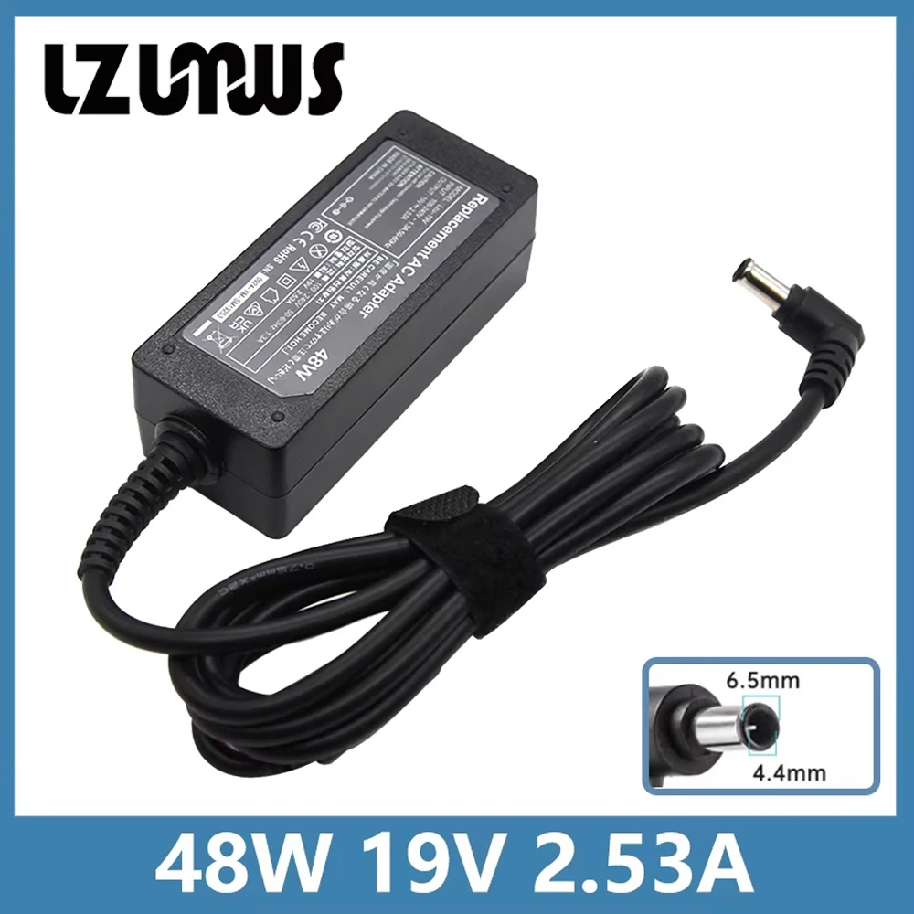 Zasilacz do laptopa LZUMWS 19V 2.53A 6.5x4.4 48W, ładowarka do telewizora Samsung, monitora 32' UN32J5003 UN32J4000AF UN32J5205 UN22H5000 J4500 F