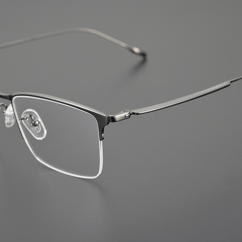 Montura de gafas medio cuadrado de titanio puro de estilo Simple de Corea para hombres, gafas ultraligeras de moda, gafas de diseñador de marca