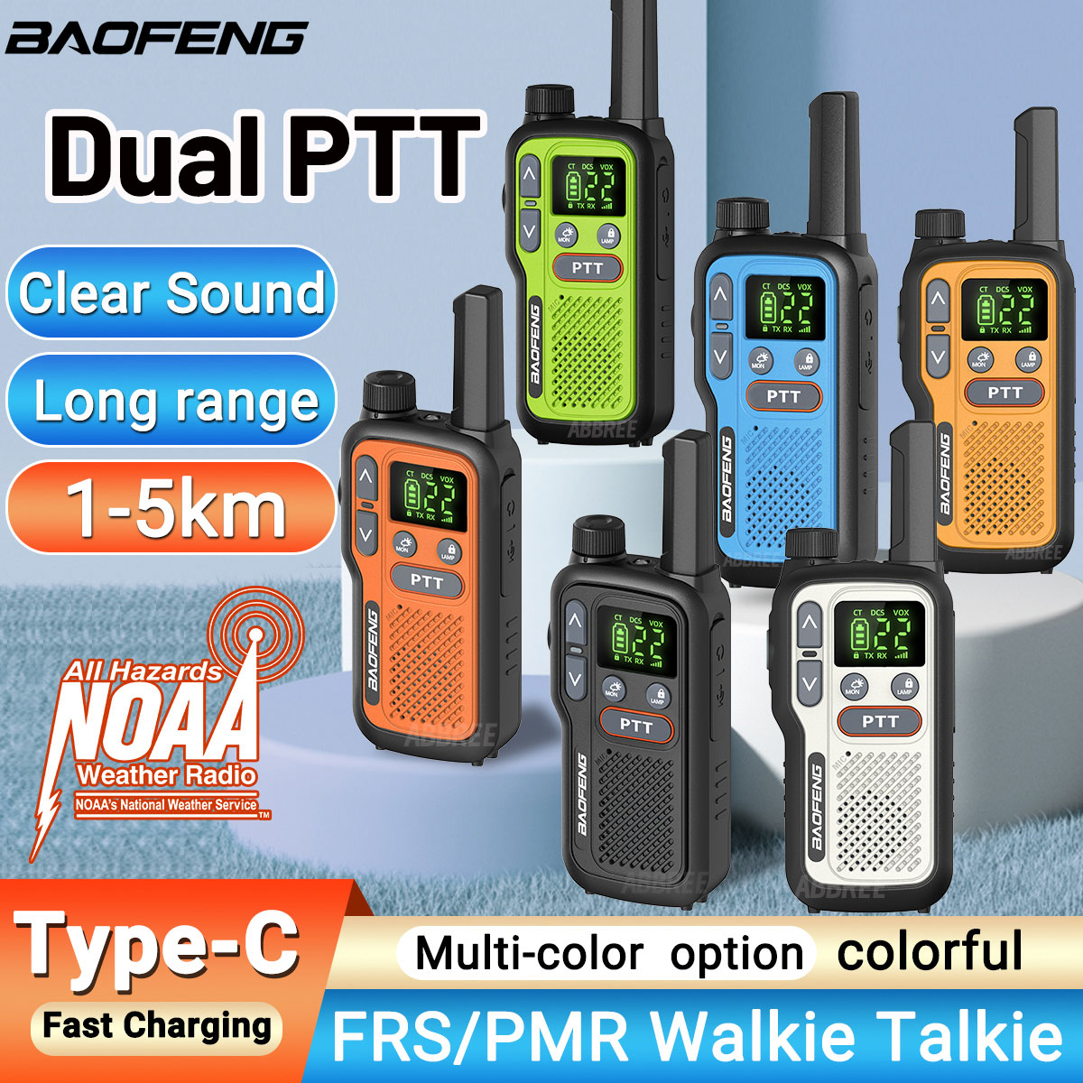 2PCS Baofeng BF-T18 Mini dual PTT Walkie Talkies PMR FRS NOAA Taschenlampe VOX Protable Long Range Ham Radio für Camping Reise