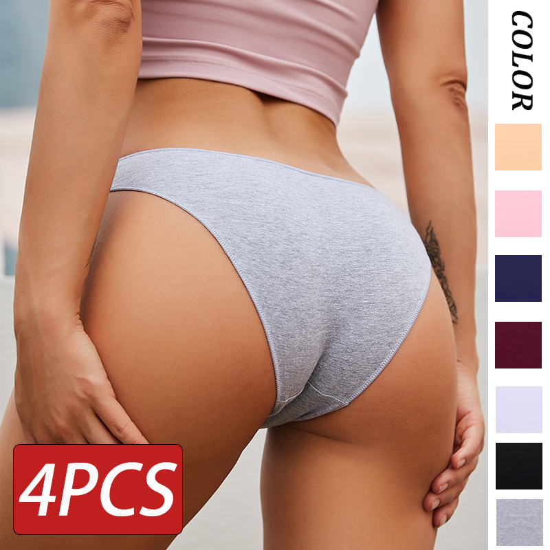 4 unids/set de calzoncillos de algodón para mujer, calzoncillos sexis de cintura baja para mujer, ropa interior cómoda elástica, bragas para mujer, lencería M-XXL
