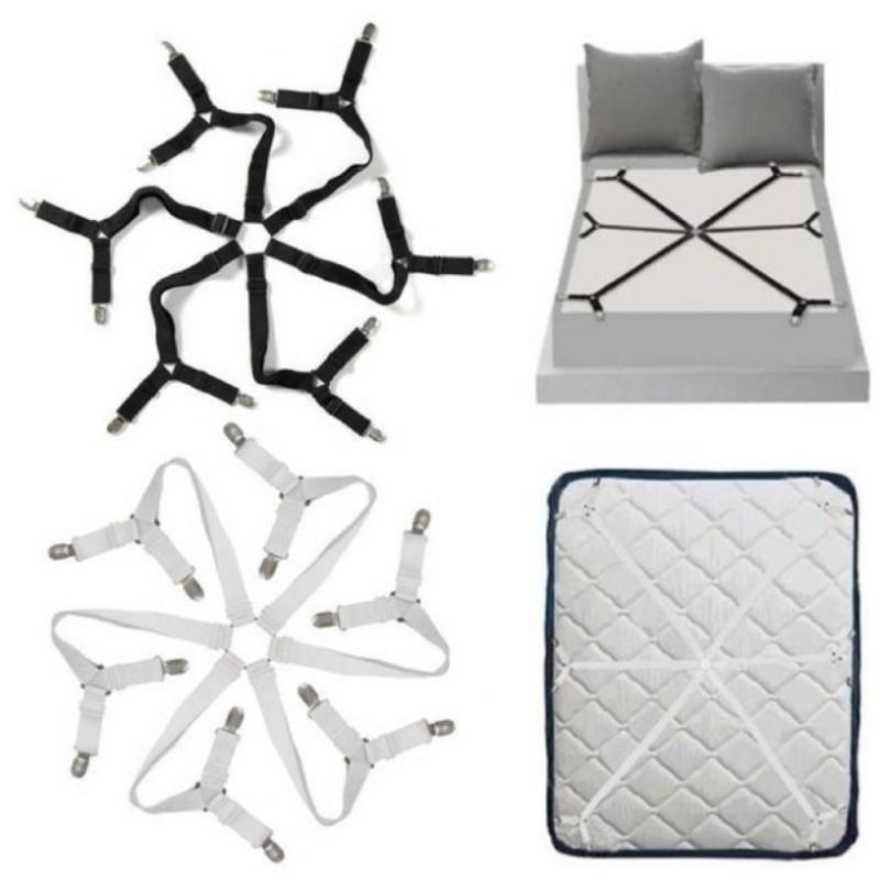 12 clip Supporto per lenzuolo elastico regolabile Clip per materasso Elementi di fissaggio Copri coperte Pinze per cinghia di fissaggio antiscivolo Nero/Bianco