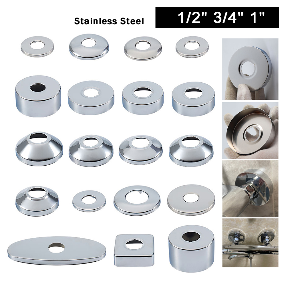 1pcs Stainless Steel Water Pipe Wall Covers Shower Faucet Angle Valve Pipe Decorative Cover Kitchen Bathroom Accessories 1/2"-1"