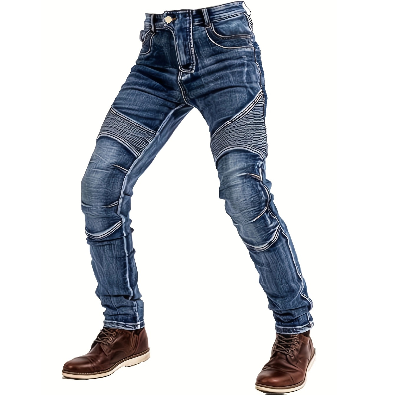 Jeans slim fit da uomo FY10011, modello Stone-Washed, pantaloni cargo da uomo, jeans da uomo