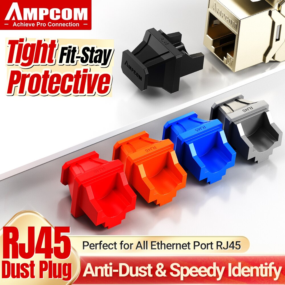 AMPCOM ฝาครอบป้องกัน RJ45แบบ SNAP-IN, ฝาครอบกันฝุ่น, แผ่นรองพีวีซีเนื้อนุ่มสำหรับสอดไส้กรอง, เราเตอร์