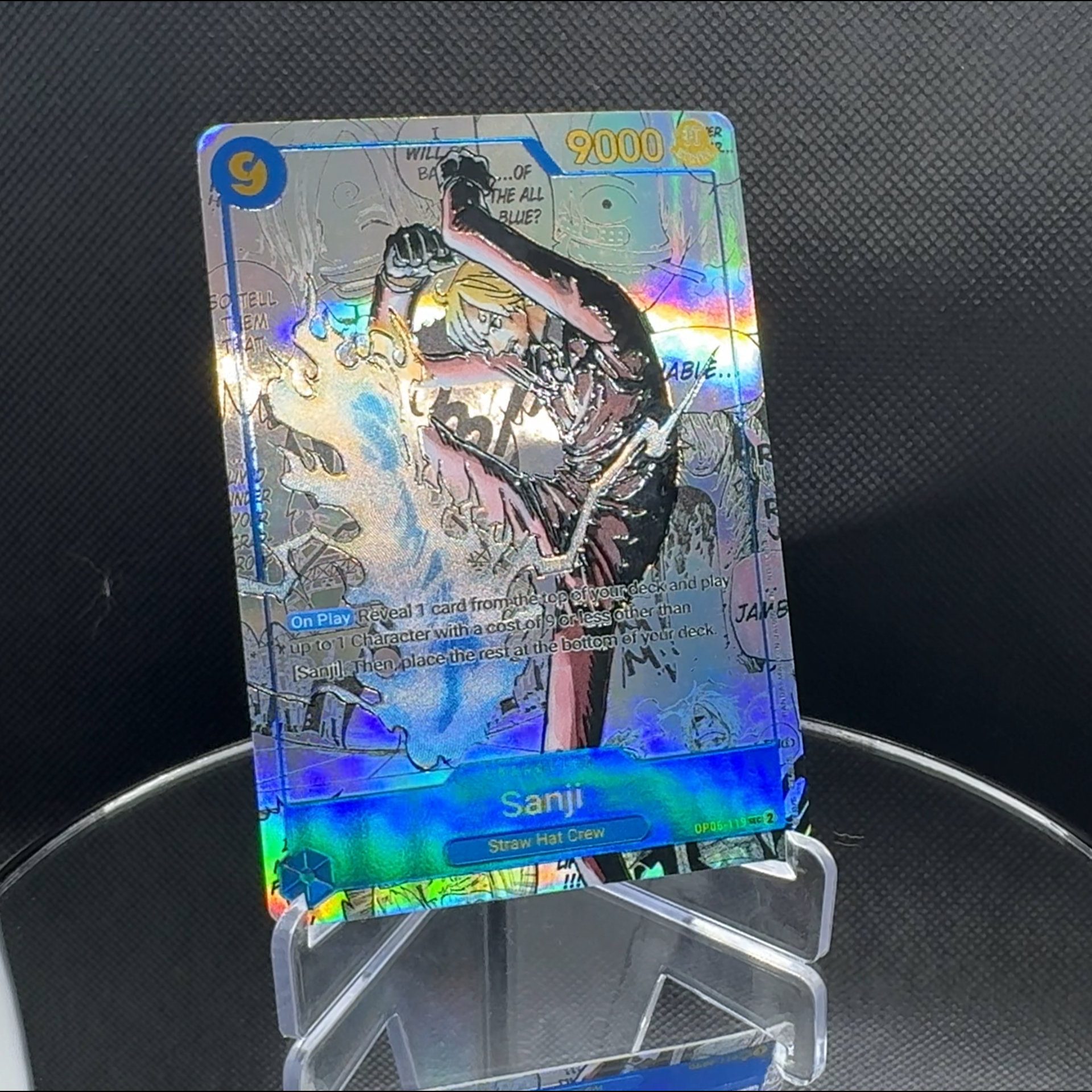 One Piece TCG OPCG Английская карта манги Синяя манга Санджи OP06-119 Текстурированная фольга Карта персонажа Санджи