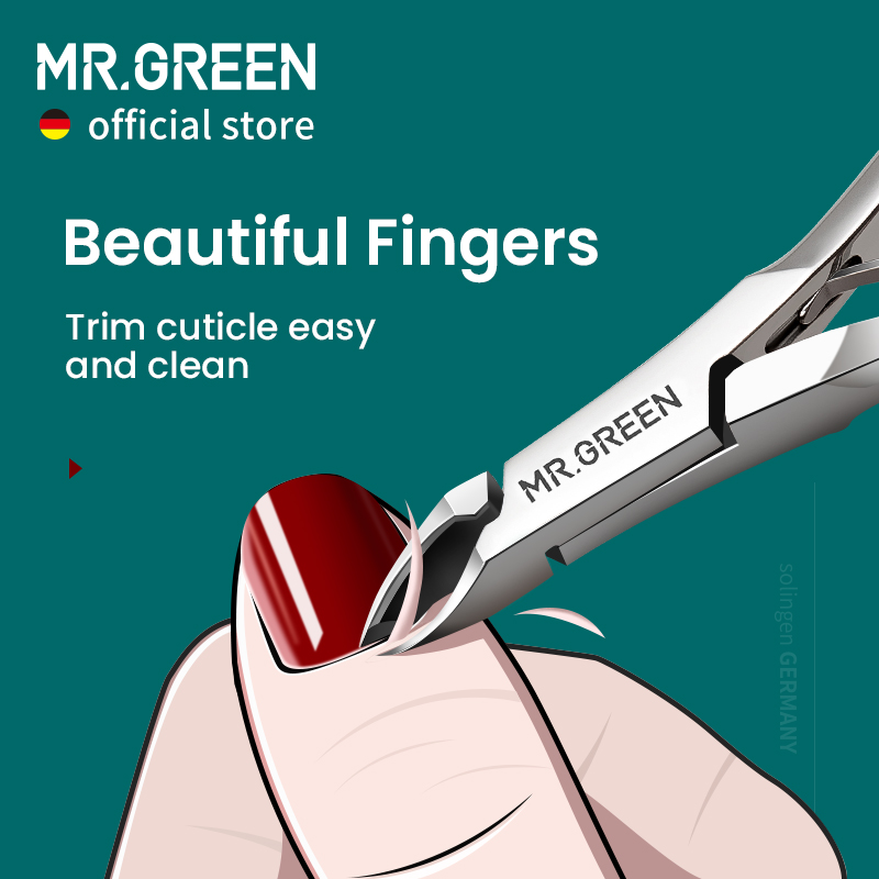MR. Pince à cuticules verte manucure des ongles ciseaux à cuticules tondeuse dissolvant de peau morte pédicure outils de coupe en acier inoxydable