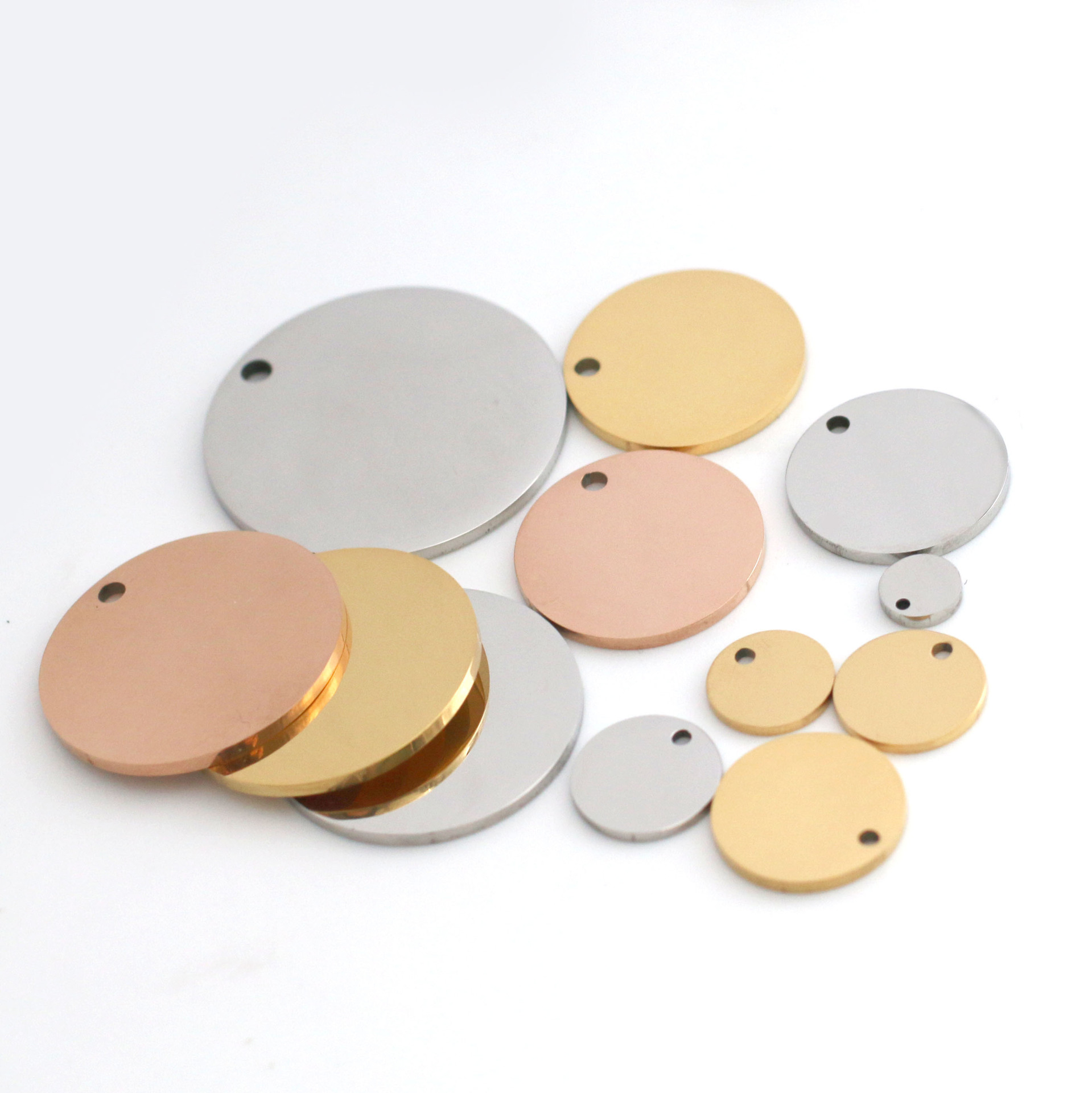 DOOYIO 20 pcs/Lot miroir poli en acier inoxydable cercle vierge breloques Size8-30mm pour la fabrication de bijoux collier lettrage