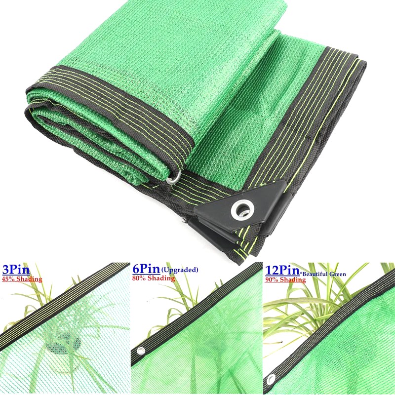 3 ~ 12Pin зеленая сетка от солнца с защитой от УФ-излучения HDPE, уличная сетка для беседки, навеса, теплицы, садовые растения, бассейн, солнцезащитная сетка