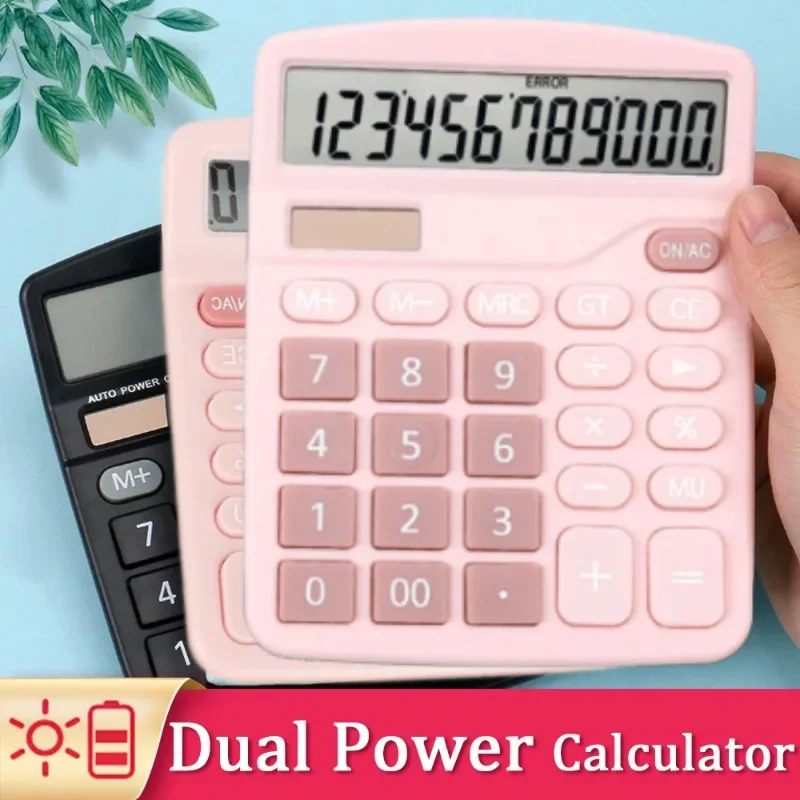 12 digit real solar calculator large screen dual power supply financial accounting desktop computer office supplies calculator