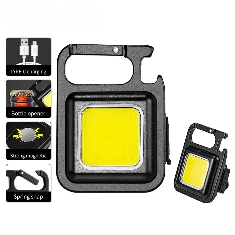 COB LED ミニ懐中電灯、超高輝度キーホルダーライト、屋外緊急キャンプポケットライト、栓抜き、持ち運びが簡単