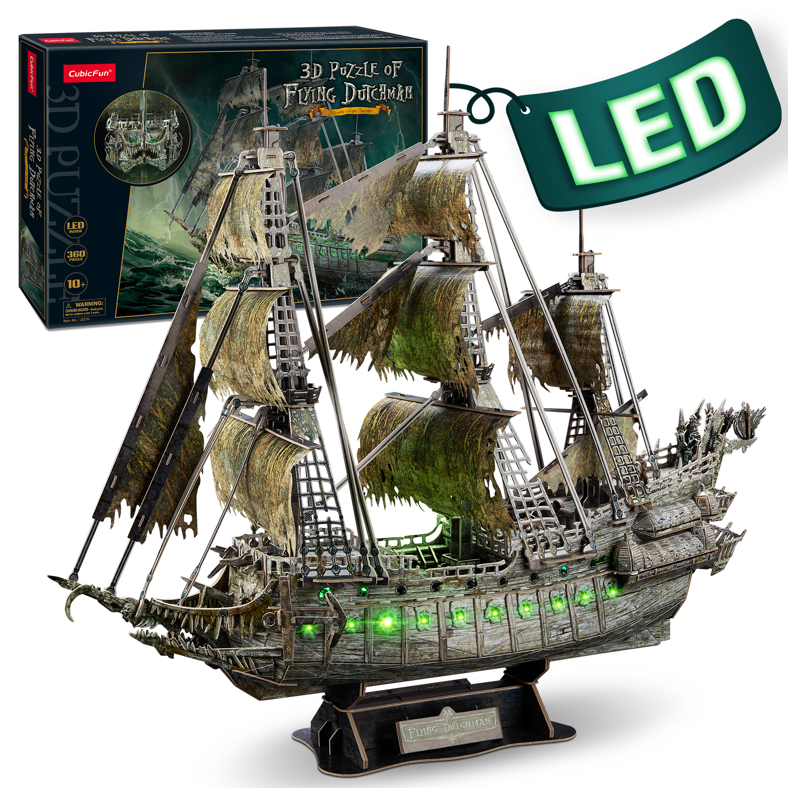 CubicFun-rompecabezas 3D para barco de PL/US/RU, LED Flying Dutchman, barco pirata, modelo de Reina Anne, venganza, velero, barco Titanic