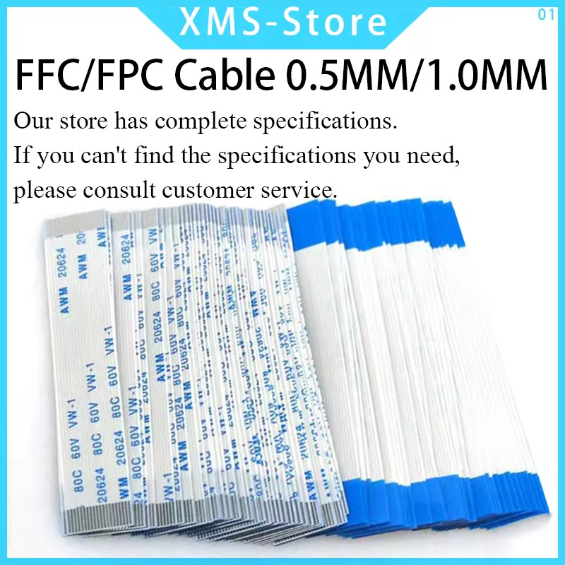 5 Stück FPC FFC Flachbandkabel, flexibel, 4/5/6/8/10/12/14/16/18/20/30/40-80 Pin, Rastermaß 0,5 mm 1,0 mm, A-Typ, Kabellänge