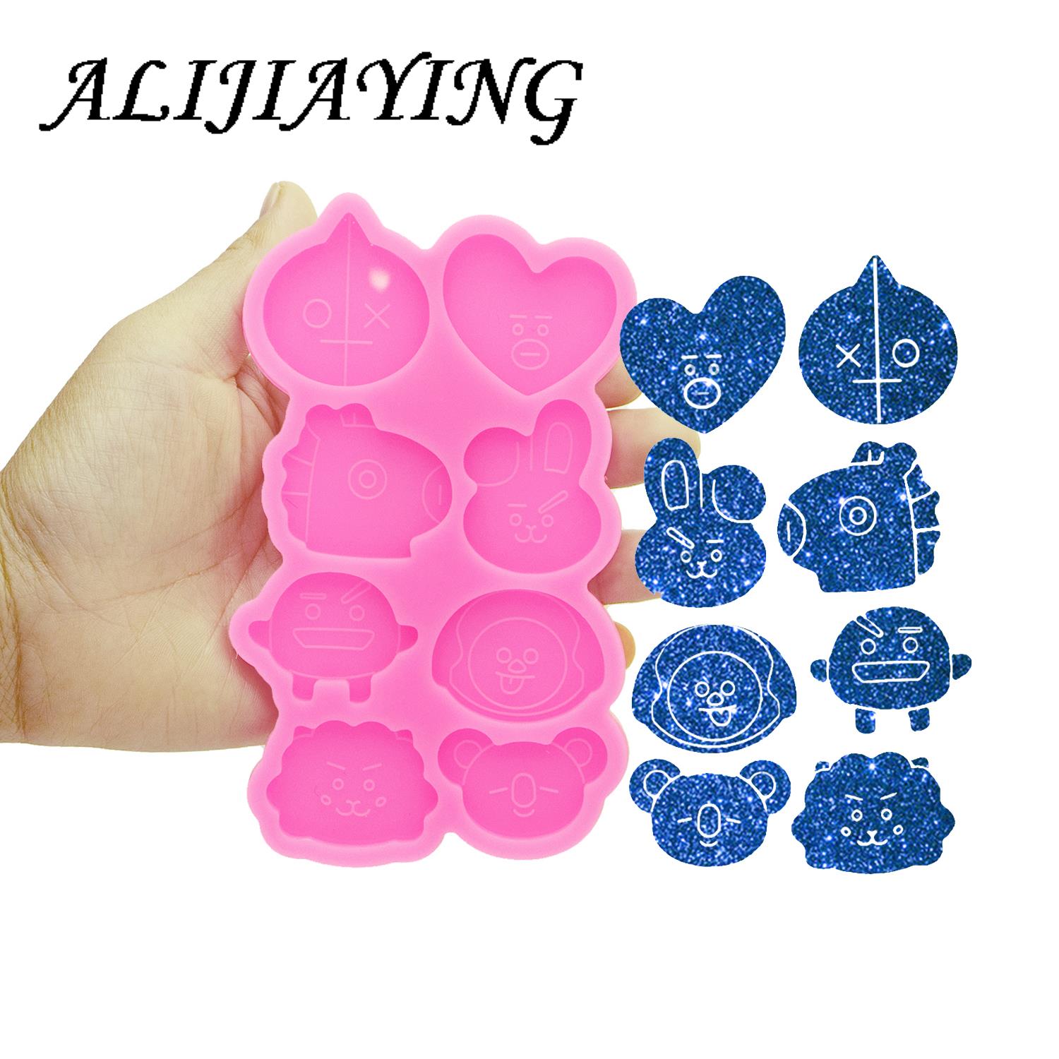 เงาหมีการ์ตูนหัวเรซินแม่พิมพ์ศิลปะหัตถกรรม Diy ซิลิโคน Mold Crafting อีพ็อกซี่,เค้ก Fondant ช็อกโกแลต Moulds DY1116