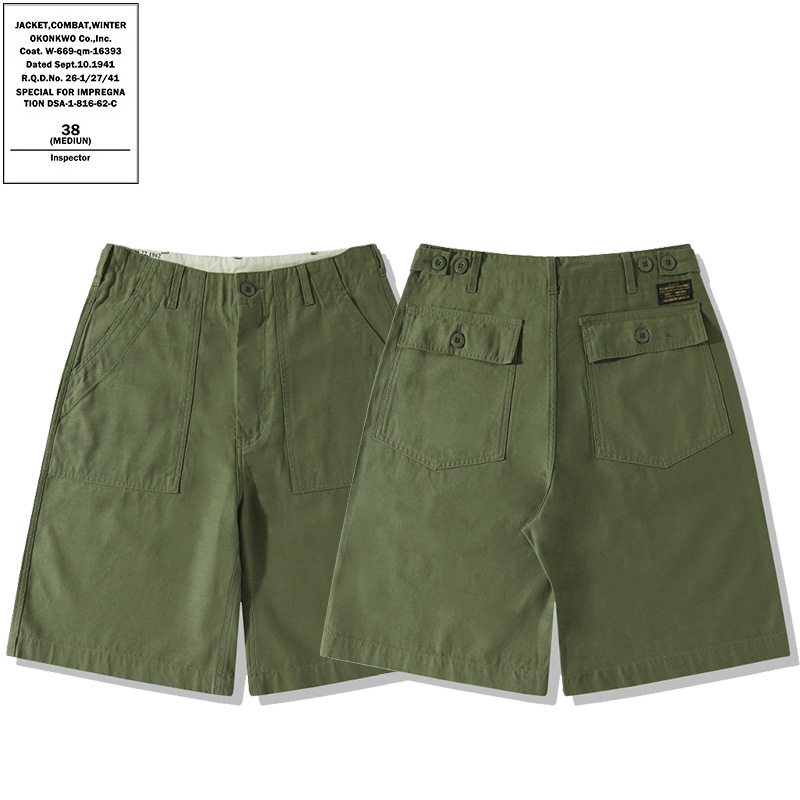 100% Cotton Vintage American OG-107 Shorts Workwear Casual Pants Sateen 5-Pocket Mid-Thigh Shorts OG-107 Bread Loaf Cargo Shorts