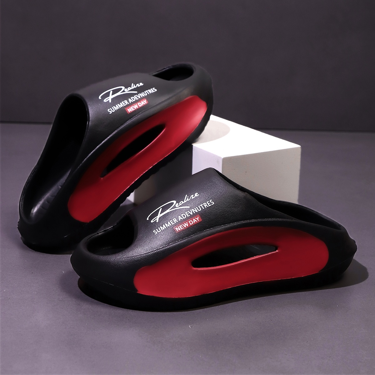 Sandálias masculinas casuais sem cadarço – material EVA leve, design de dedo aberto, conforto para todas as estações para roupas casuais, sandália com tiras