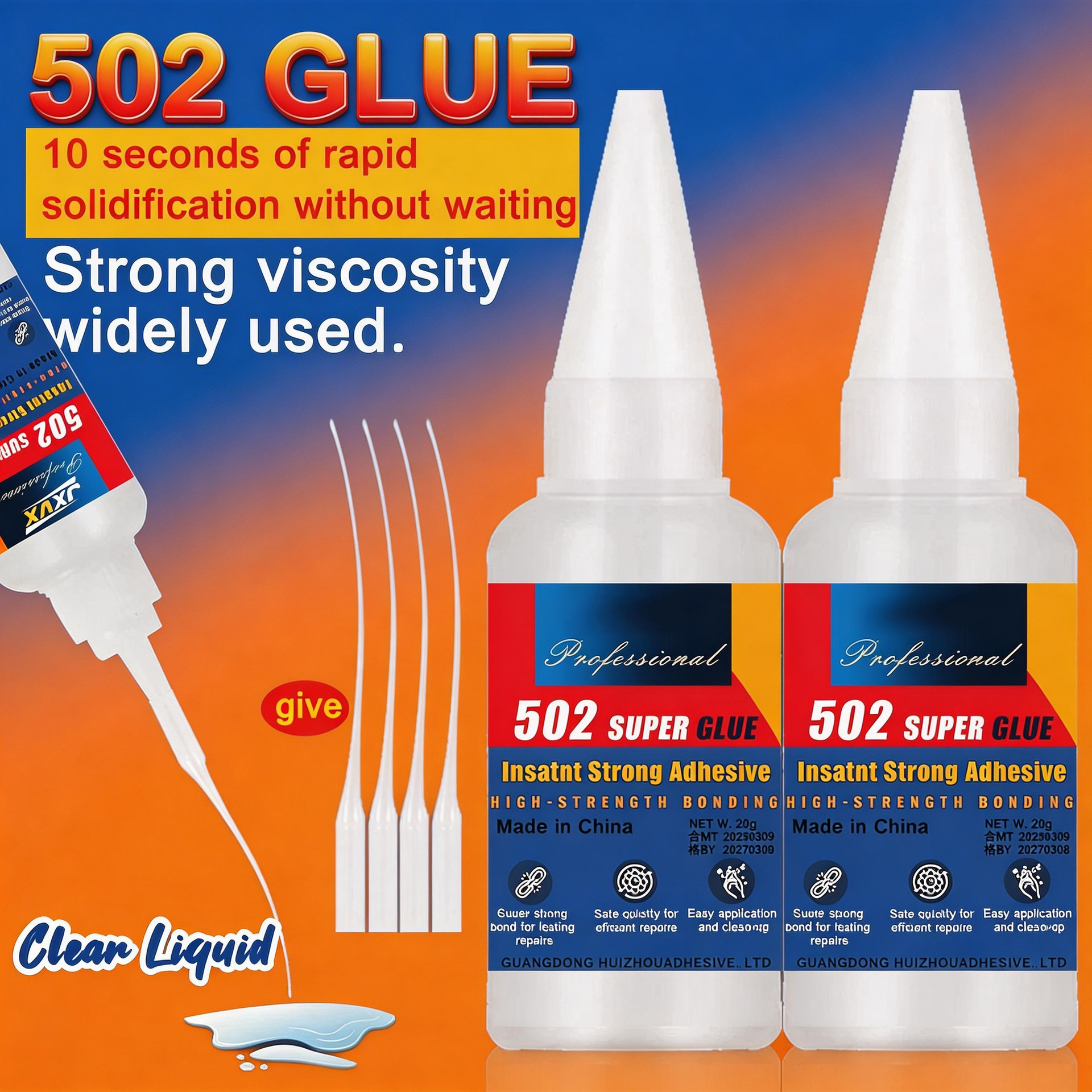 Super klej 502, szybkoschnący klej cyanoakrylowy o wysokiej wytrzymałości do skóry, gumy, drewna, metalu, wytrzymały klej w płynie, narzędzie Wi