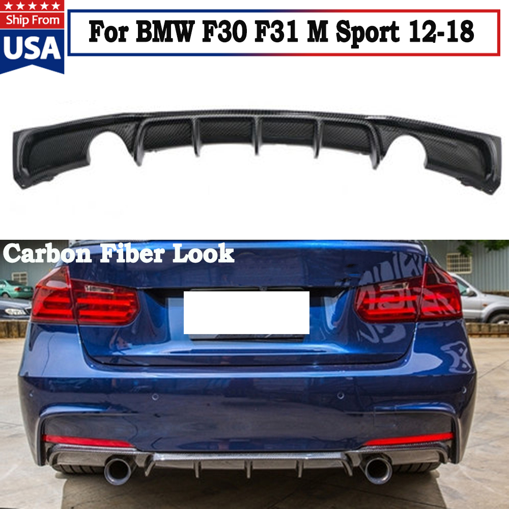 MagicKit-Amortecedor Traseiro Estilo Fibra De Carbono, Difusor com Escape Duplo, BMW F30, F31, M Sport