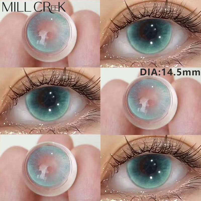 MILL CREEK 2 uds lentes de contacto de Color lente azul de gran diámetro para ojos con miopía lente Natural verde 14,5mm pupilas de belleza anual