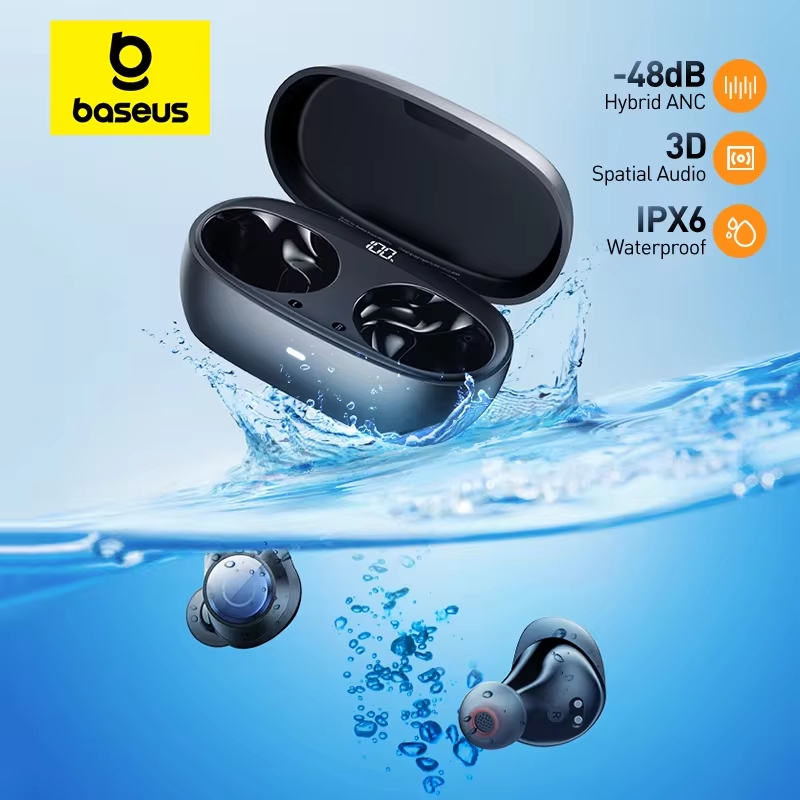 Bezprzewodowe słuchawki Baseus Bowie MA10 Pro ANC 48dB Hybrydowe słuchawki douszne ANC Bluetooth 5.3 IPX6 Wodoodporne słuchawki sportowe ENC z 4 mikrofonami