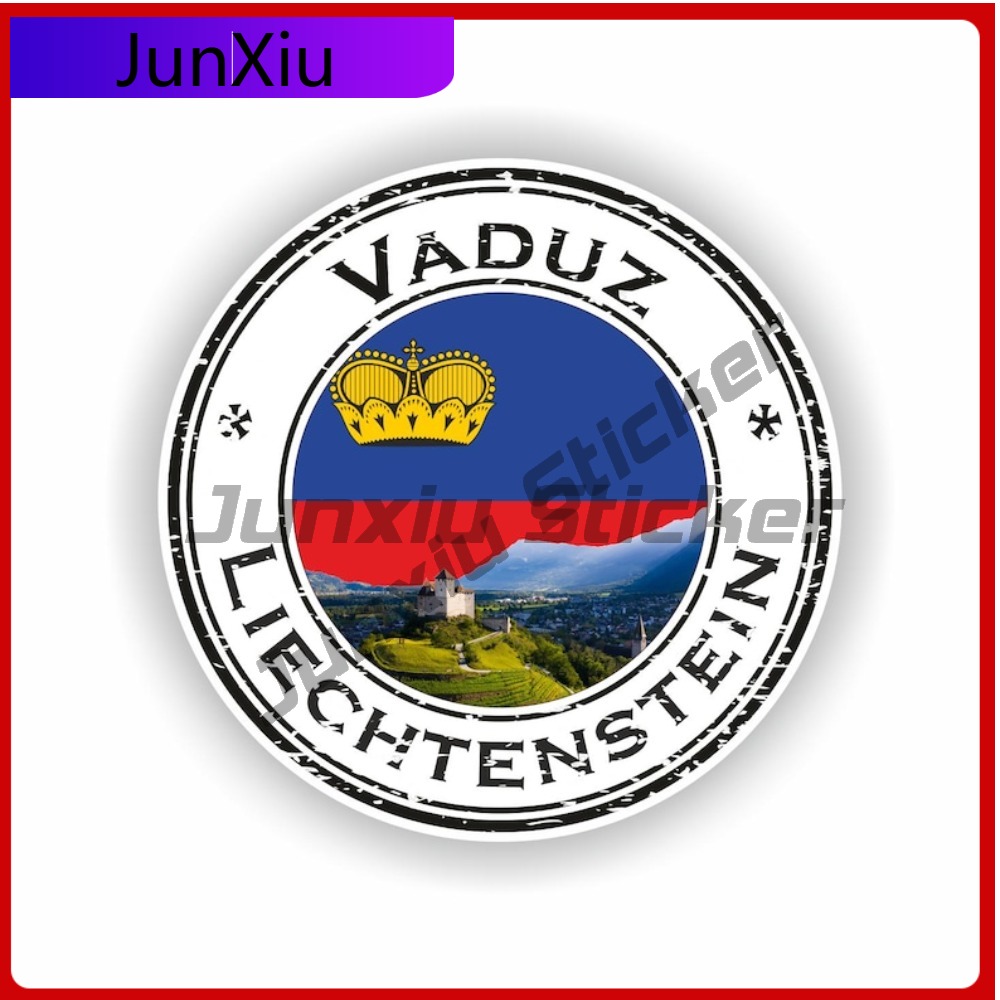 สติกเกอร์ตราประทับวาดุซ ไลช์เทนสไตน์ ทรงกลม สร้างสรรค์ สำหรับตกแต่งหน้าต่าง หมวกกันน็อค ปิดรอยขีดข่วน ตกแต่งตัวถังรถยนต์ รถบรรทุก รถ SUV