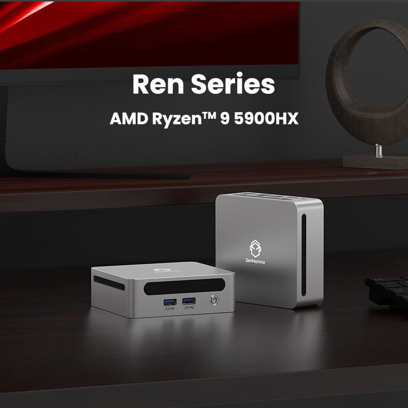 GenMachine portátil R9-5900HX diseño de presión estándar juego Oficina negocios WIFI6 Mini WiFi6 NUC ordenador para juegos pc