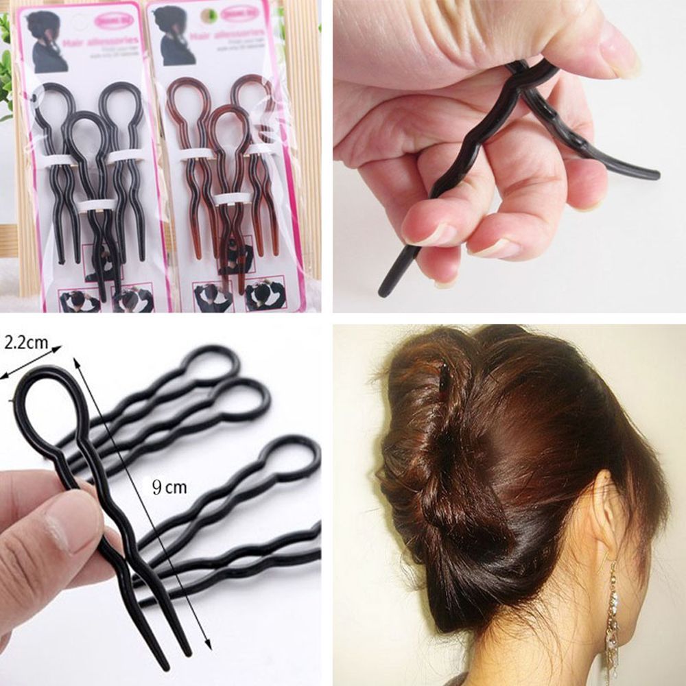 เครื่องมือทำผมที่แบ่งผมรูปตัวยูแบบส้อมสำหรับสาวสวยใช้ได้จริงจำนวน2ชุด6ชิ้น