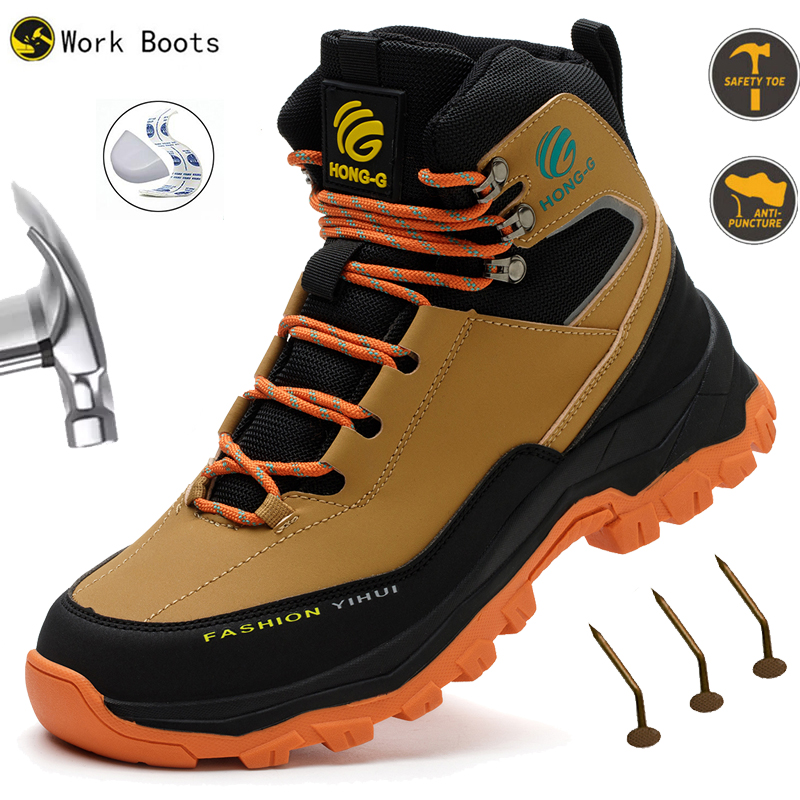 STEEL TOE CAP รองเท้าสําหรับชายรองเท้าทํางานเจาะหลักฐานทํางานรองเท้าลื่นป้องกันรองเท้าชายรองเท้ารองเท้าผ้าใบ