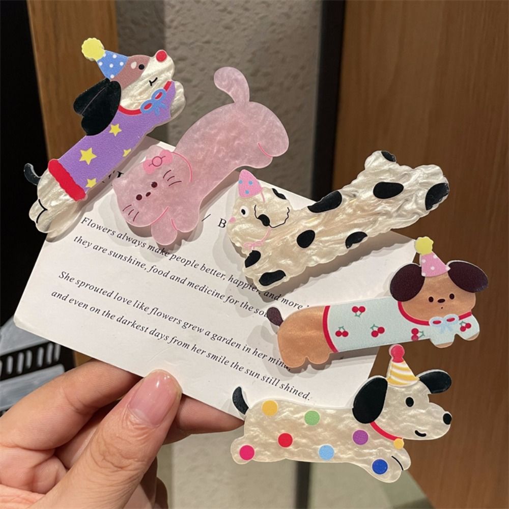 5Pcs New Acrylic Cat Hair Clip Multicolor Simple Duckbilled Clip Y2K Hair Accessories Headwear