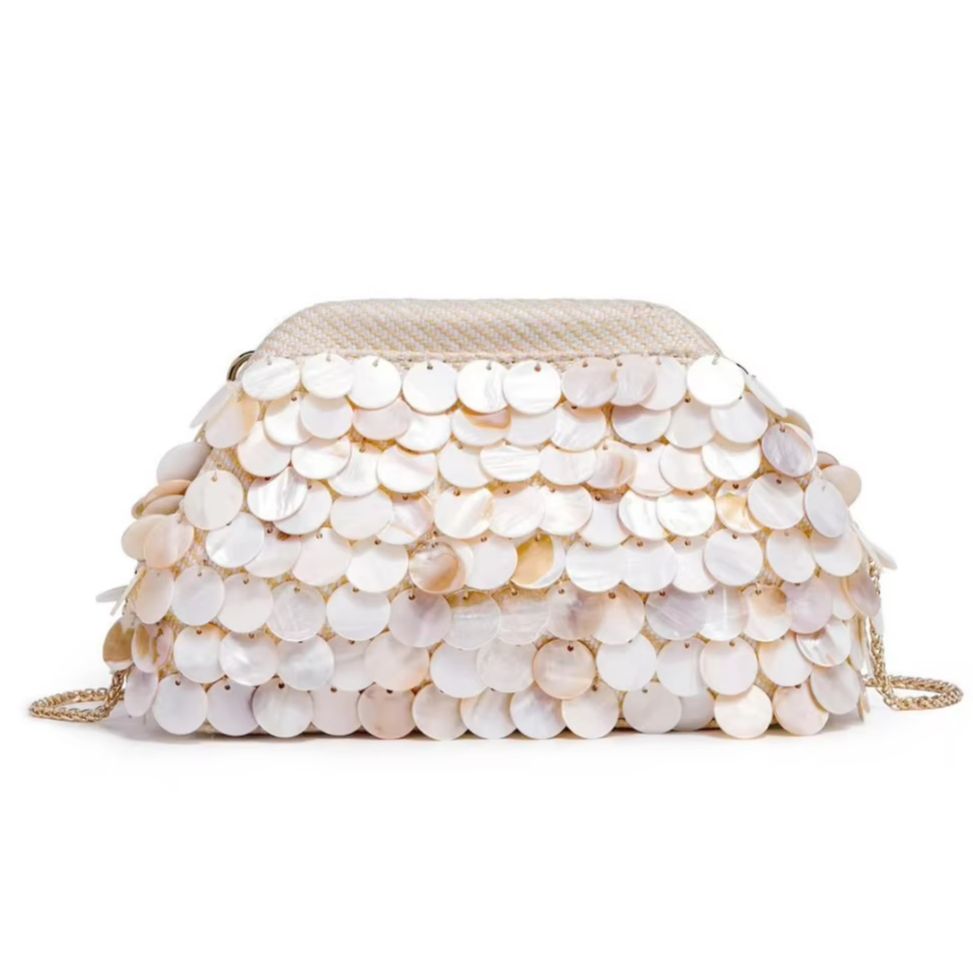 Handgemaakte schelpkralen armbandentas elegante crossbody handtas polyestervezel kleine maat casual stijl zomer 2026 effen kleur