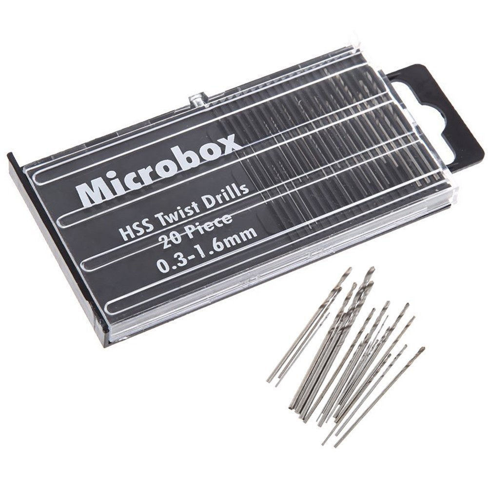 20 peças brocas para artesanato de precisão jóias relógio modelo de reparo hobby trabalho eletrônico 0.3mm-1.6mm mini hss espiral dri