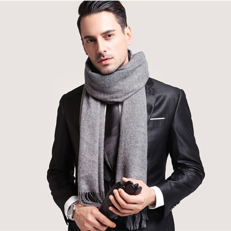 Lenços de lã inverno macio quente caxemira xale engrossado longo borla xale cachecol quente moda cor sólida feminino homem cachecol