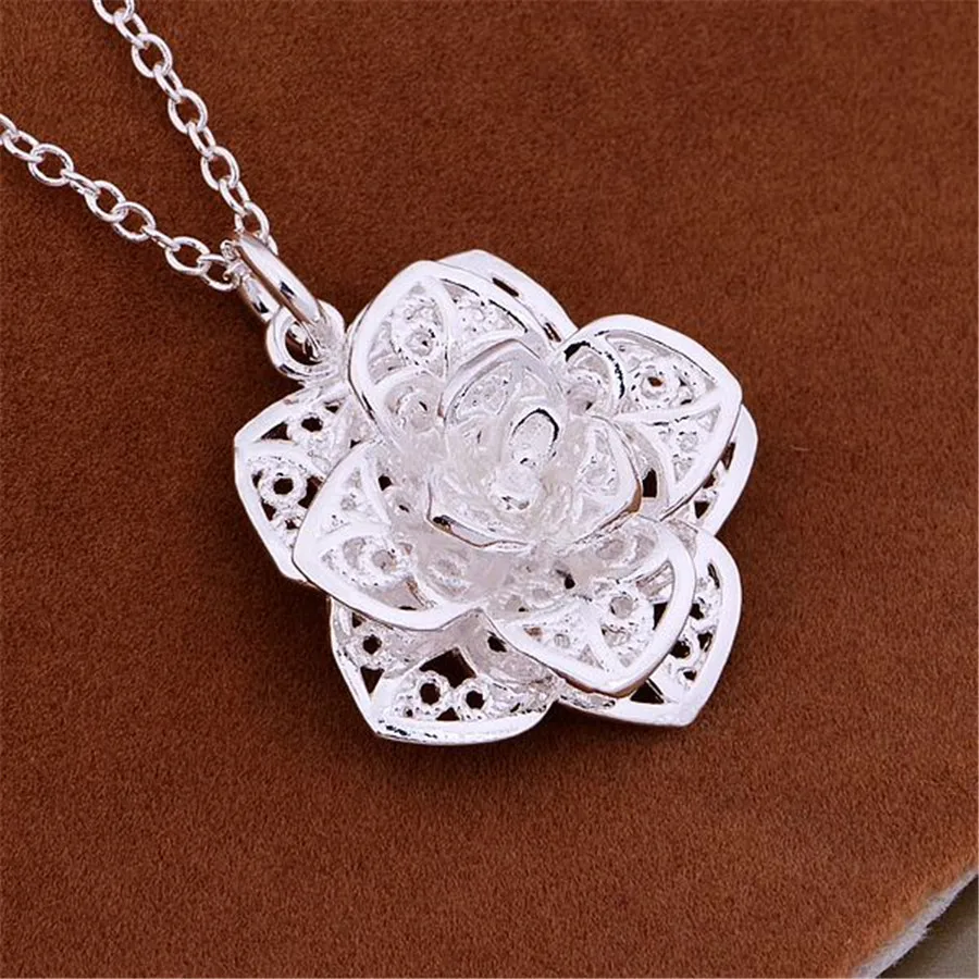 925 prata esterlina charme flores pingente colar para as mulheres luxo moda festa acessórios de casamento jóias presentes de natal