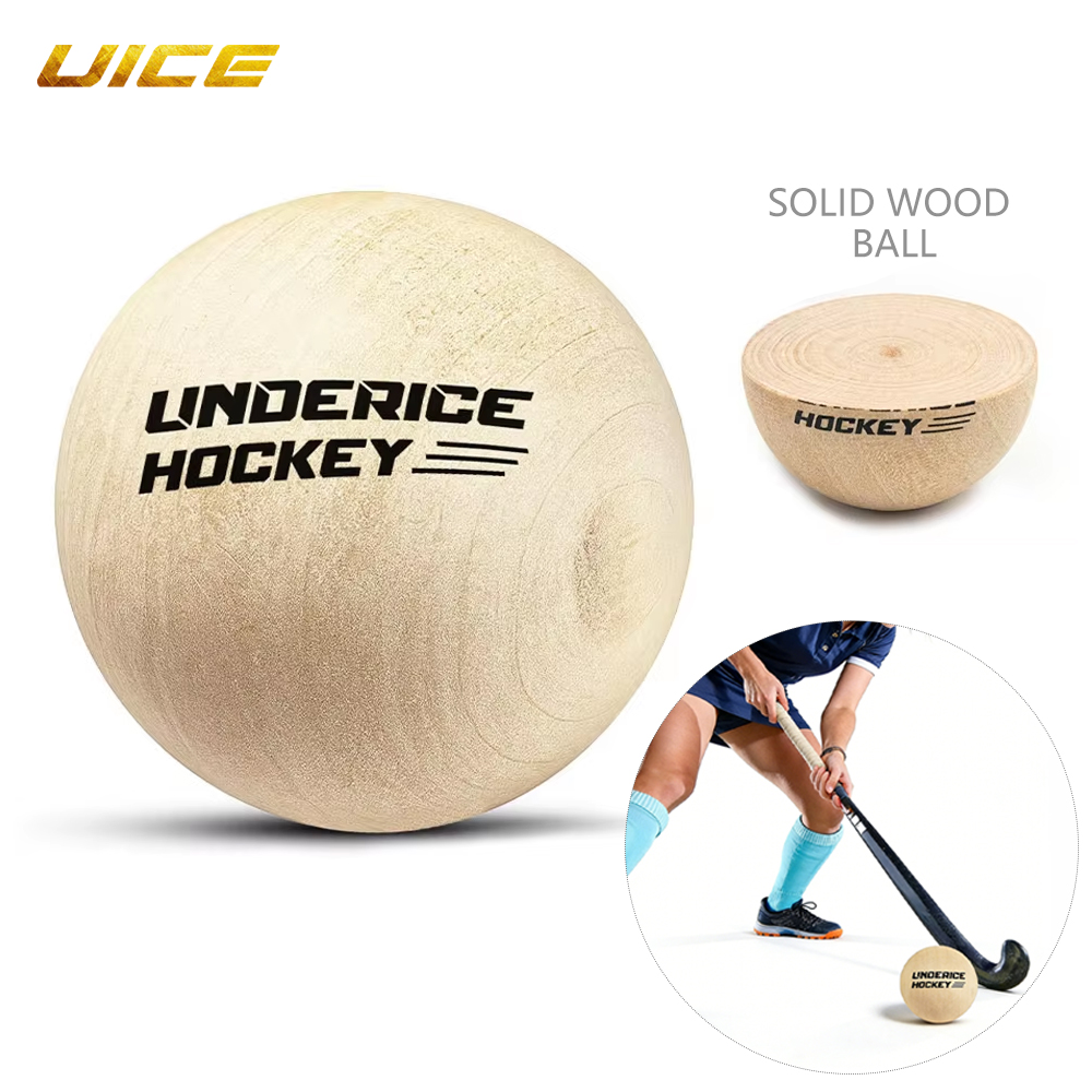 UICE 1 szt. Drewniana piłka do hokeja na lodzie 50mm z twardego drewna, nieodskakująca się, sprzęt treningowy do floorballa, profesjonalna piłka treningowa do hokeja zespołowego