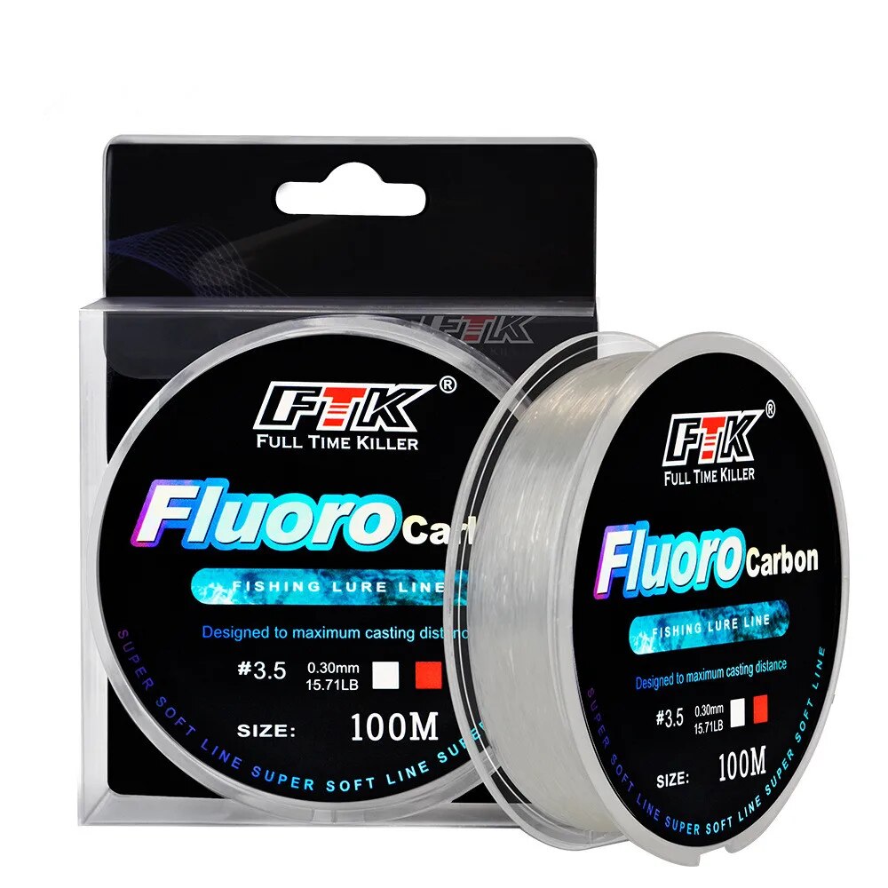Linha de pesca com isca de fluorocarbono de 100m, pesca com mosca de fibra de carbono, pesca selvagem, pesca marítima, acessórios de pesca, ferramentas, ao ar livre