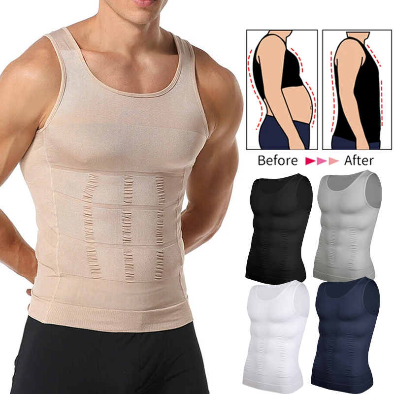 Męska kamizelka kompresyjna bez rękawów bielizna modelująca wyszczuplająca urządzenie do modelowania sylwetki koszula trening gimnastyczny gorset kontrola brzucha Tank Top Abs brzuch