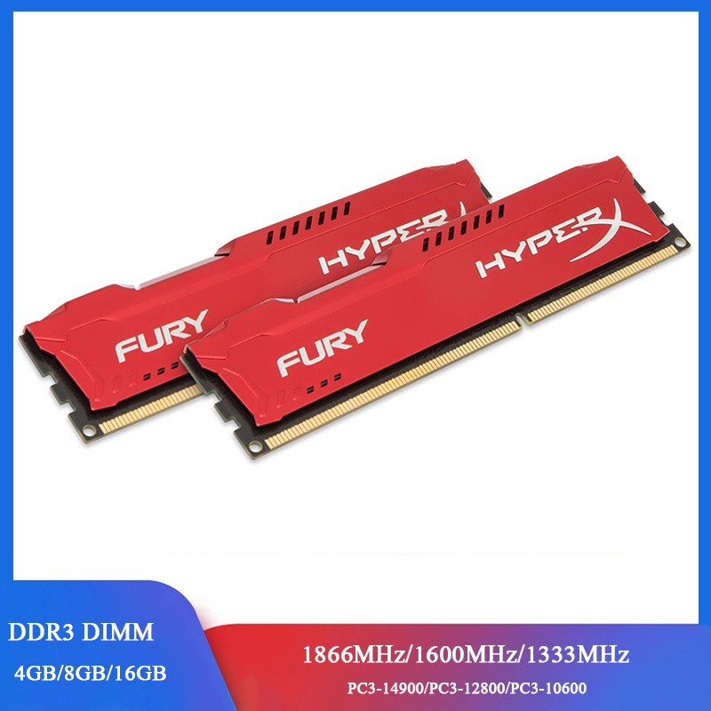 Память ОЗУ DDR3, 8 ГБ, 4 Гб, 1866 МГц, 1600 МГц, 1333 МГц, ОЗУ для настольного компьютера, память 240 контактов, DIMM 1,35 в/1,5 в, DIMM PC3-12800 14900 HyperX Fury