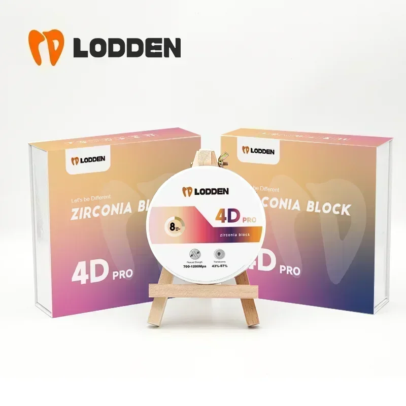 LODDEN 4D Pro Multilayer Zirconia Dental Lab 8 Layer A1 A2 A3 A3.5 CAD CAM Open System 98x10-25mm 43%-57% Wysoka wytrzymałość 43%-57%