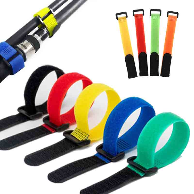 10 pçs/set reutilizável vara de pesca gravata titular cinta suspensórios prendedor gancho laço cabo gravata cinto fixo equipamento caixa acessórios