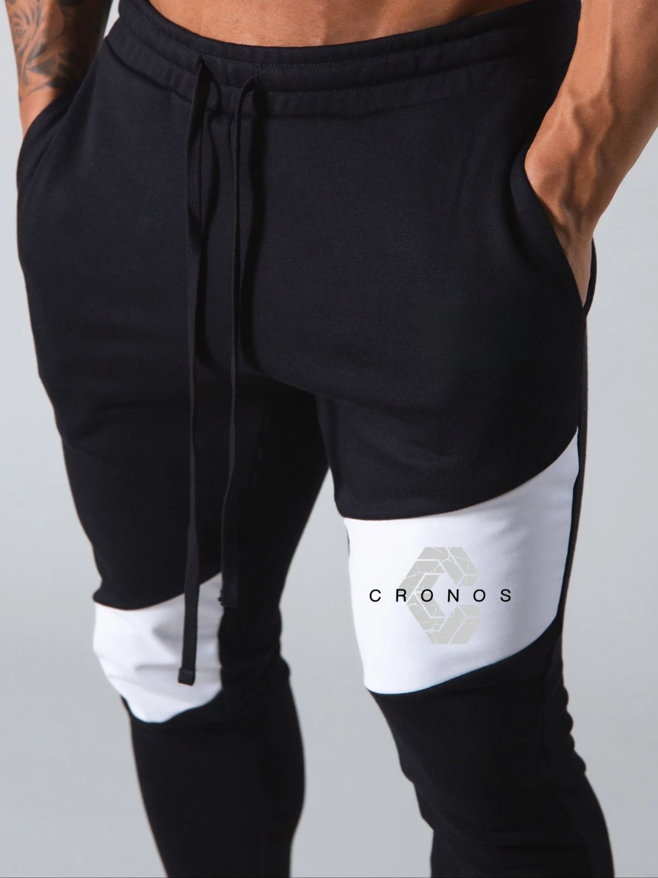 Брюки с принтом CRONOS GYM, мужские повседневные спортивные брюки для бега, тренировок, бега, спортивная одежда, мужские лоскутные спортивные штаны для бега, длинные брюки