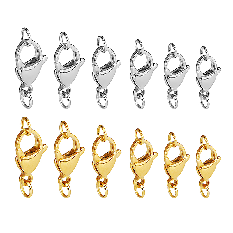30 pçs/lote ouro aço inoxidável fecho lagosta com anéis de salto ganchos conectores para colar pulseira diy jóias fazendo suprimentos