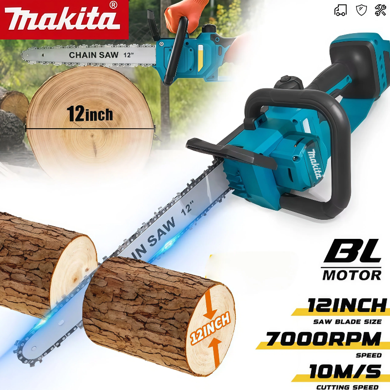 Makita 7000RPM Brushless Electric Chain Saw 600W Cordless Handheld Chain Saw Used for Tree Trimming with Logging Tools 18V Batt