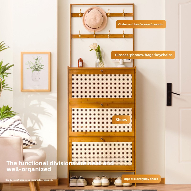 Minimalistische schoenenrek met meerdere lagen, huishoudelijke deurkapstok, entree deurhanger, geïntegreerde schoenenrek, eenvoudige schoenenkast
